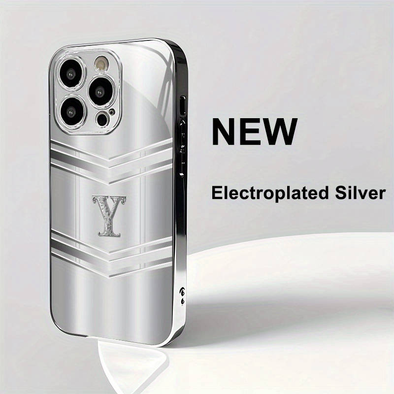 1Pc Silvery For iPhone 16 Plus Business Men Letter Y Phone Case