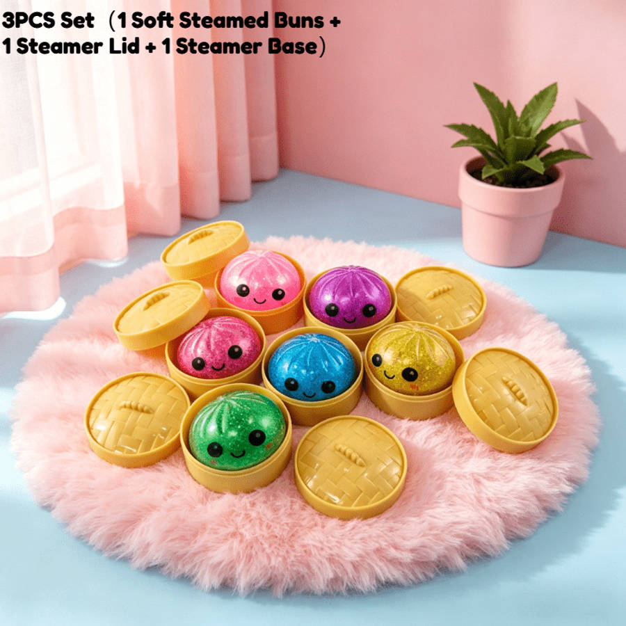 Squeezable Toys Color Random Color Style 3Pcs Set1 Bun 1Lid 1Base