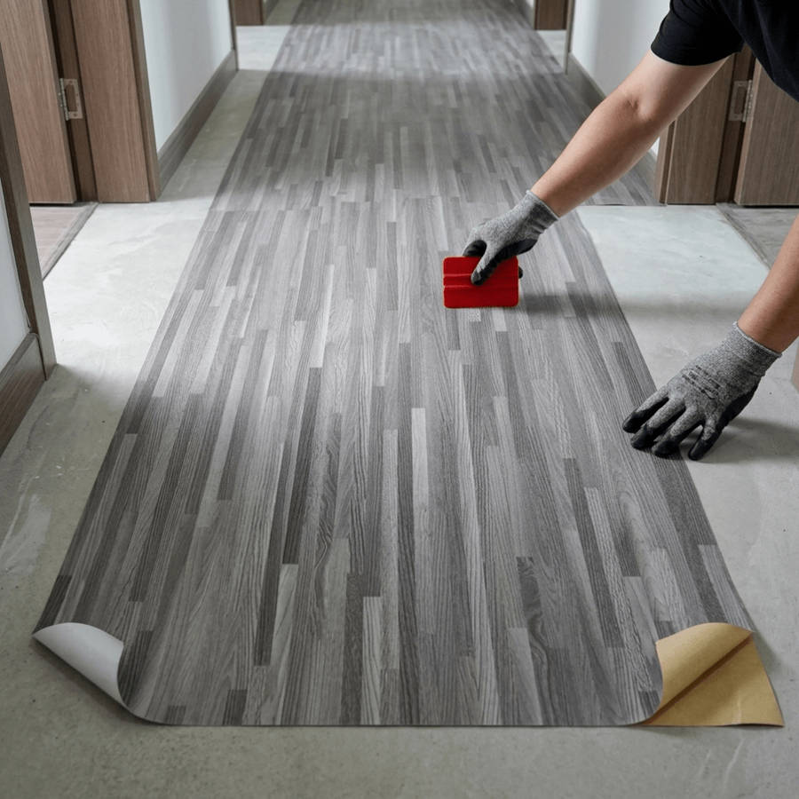 Self Adhesive Floor Stickers Parquet Light Gray 40*700