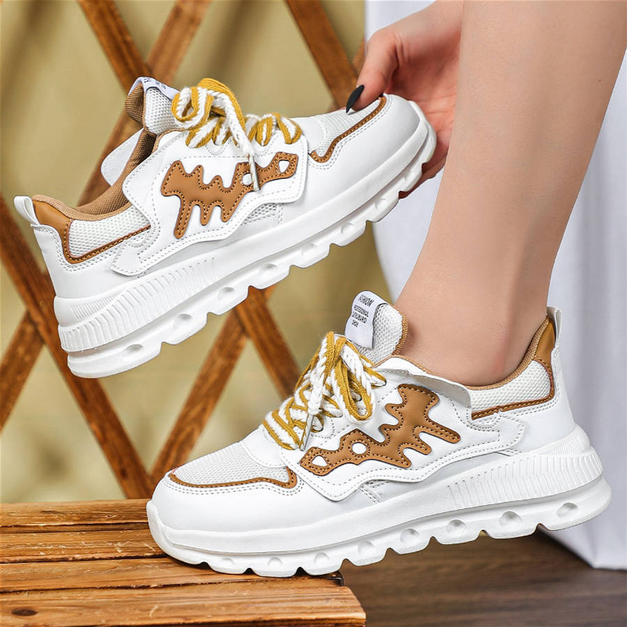 Women S Sneakers Color White Brown Sizeuk 7.5