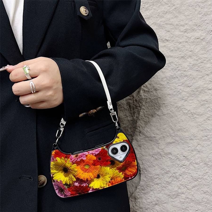 1Pc Mixed Color For iPhone 15 Plus Colorful African Daisy Bouquet Phone Case