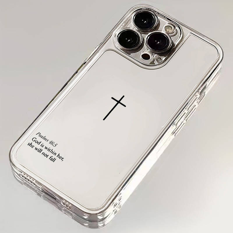 1pc Transparent For iPhone 14 Pro Max Cross Pattern Tpu Space Phone Case