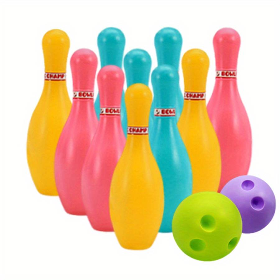12Pcs Set Mini Plastic Bowling Toy Set 10 Pins 2 Balls Beginner Friendly Indoor