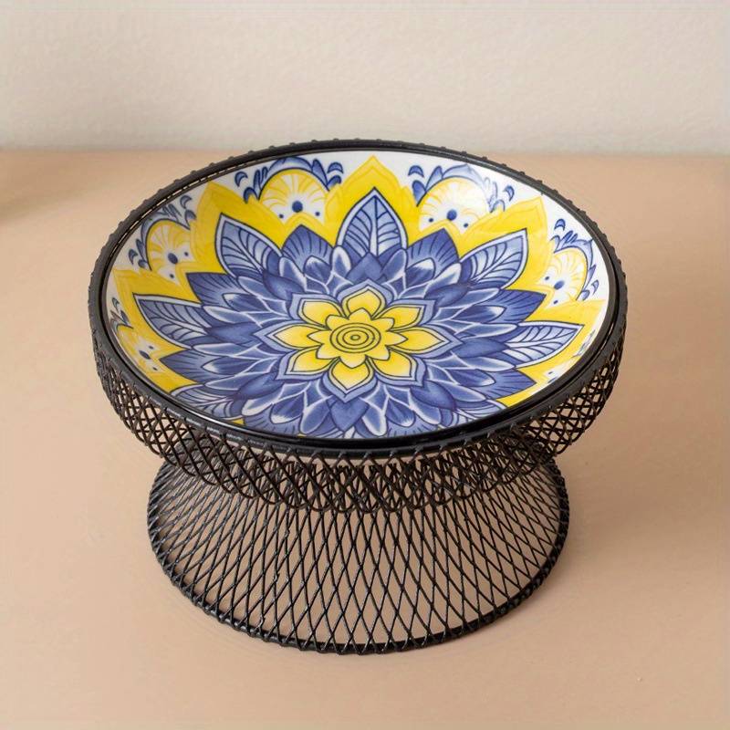 Pet Supplies Color 15Cm Bohemian Plate  Yellow   Add   Grid Rack