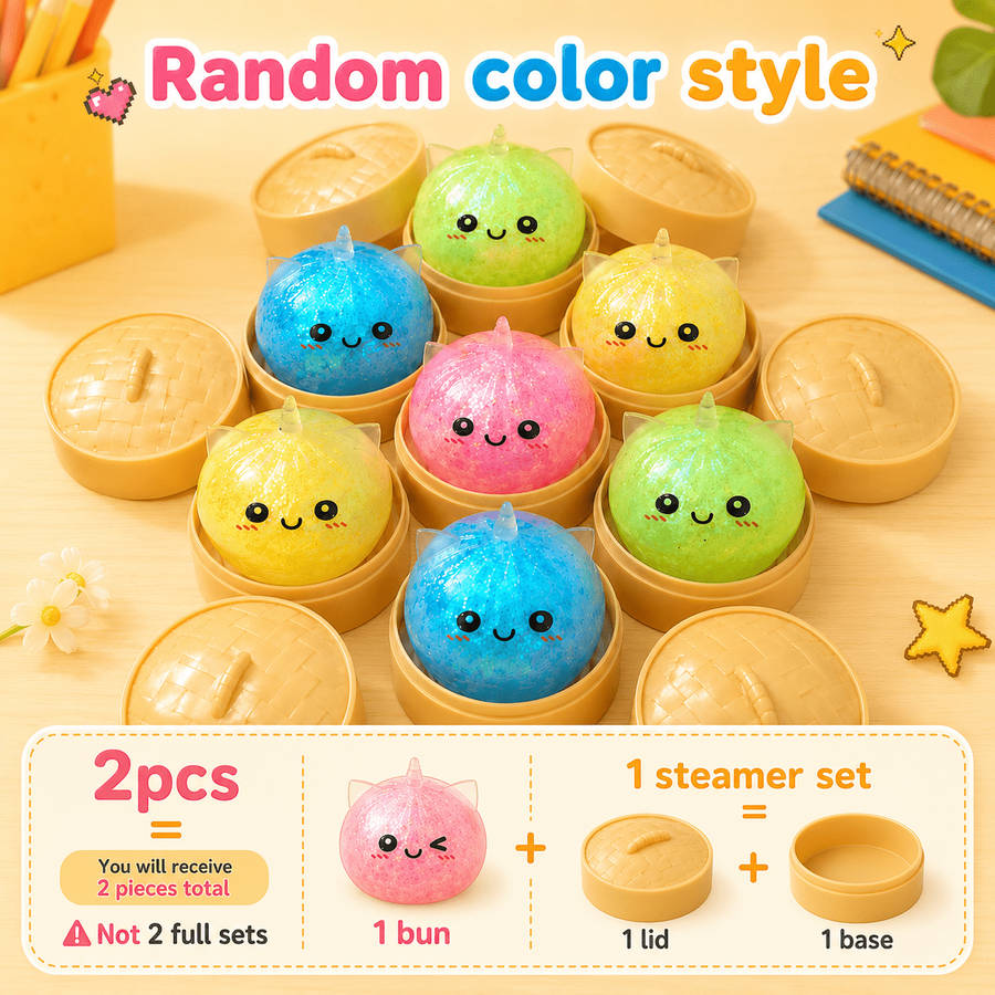 Squeezable Toys Style 2 Piece Set 1 Steamed Bun 1 Steamer Items Random Color Style
