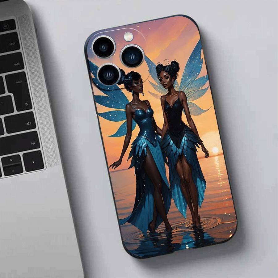 1Pc Black For iPhone 15 Pro Max African Design Phone Case
