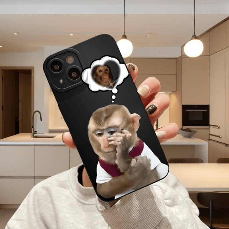 1Pc Black For iPhone X XS Funny Monkey Phone Case