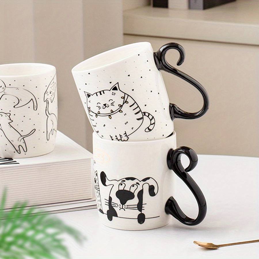 Water Cup Color White Chubby Cat