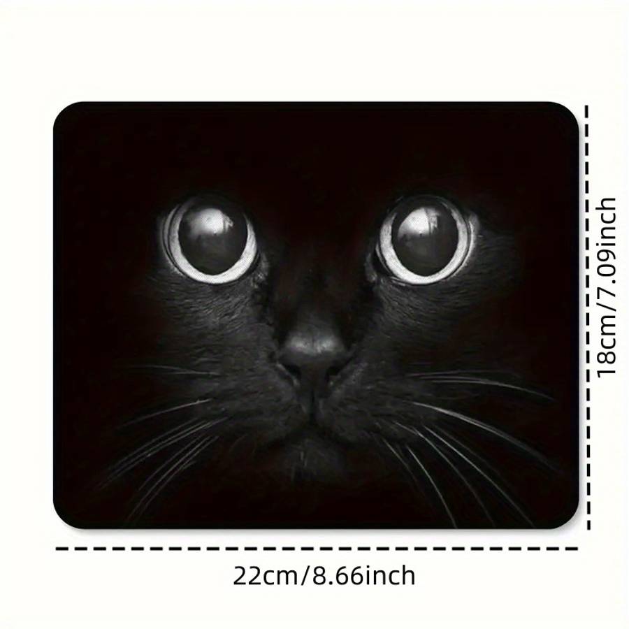 1pc Black Cat Abstract Art Mouse Pad Small Non-Slip Desk Mat for Gaming Office