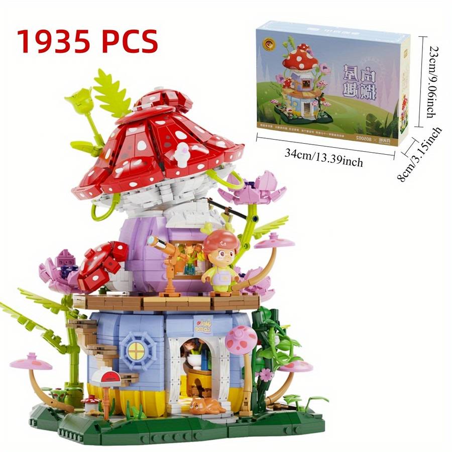 Building Toy Architectural Model Toy Set Color Mushroom House  1935 Pcs