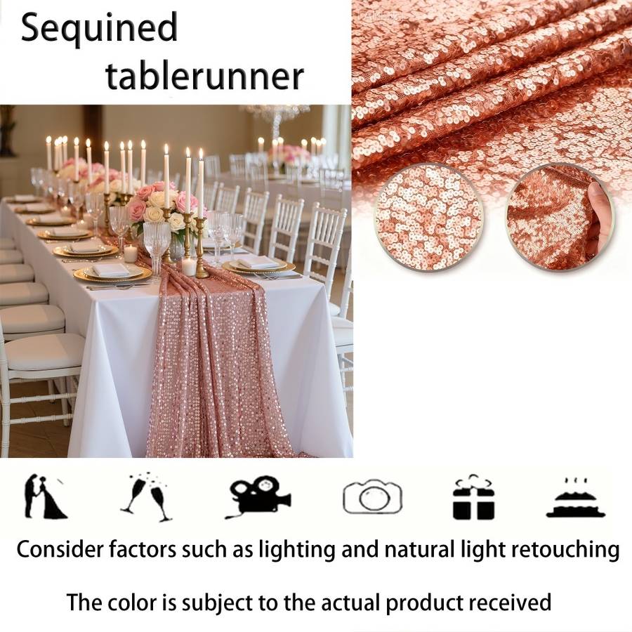 Wedding Supplies Color Rose Golden Size 30*280Cm Table Runner  4 Self Adhesive Stickers