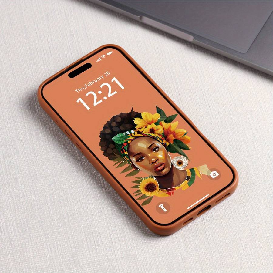 1Pc A-Brown For iPhone 11 African Featuring Sunflowe Phone Case