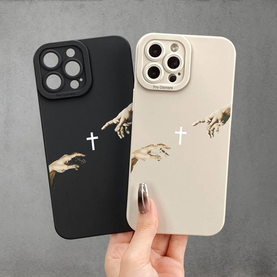 1Pc Beige For iPhone XS Max Two Finger Crosses Phone Case