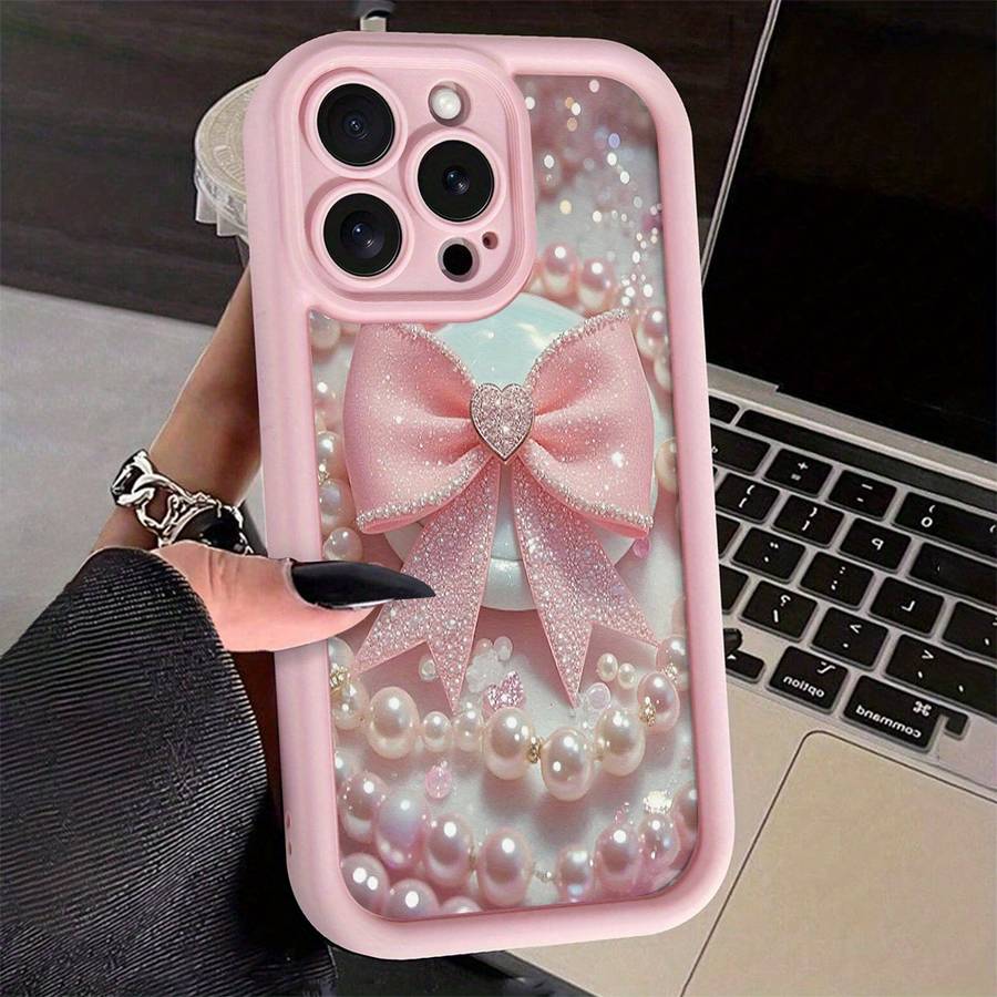 1Pc Pink Red Color For iPhone 16 Pro Max Phone Case Phone Cover