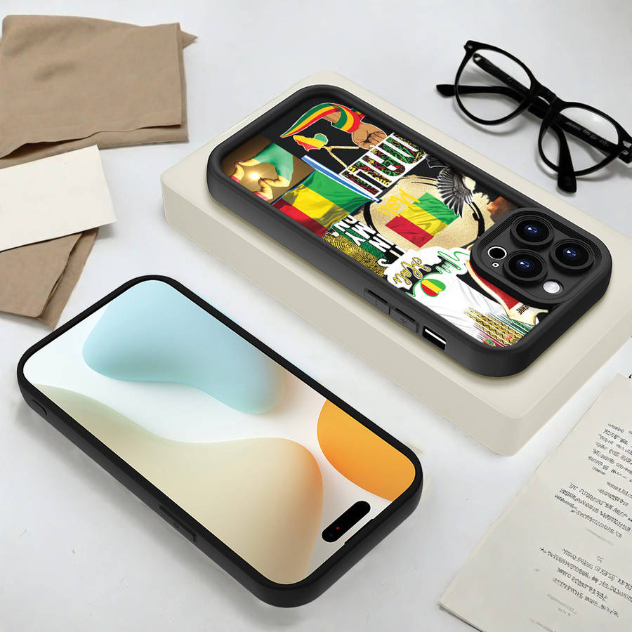 1Pc Black For iPhone 14 Pro African Style Illustration Phone Case