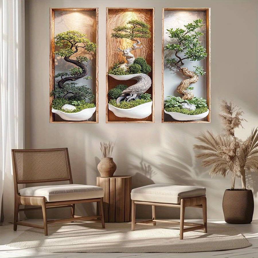 3PCS Modern Eco Friendly Tropical Plant Wall Decals Realistic Monstera Amp
