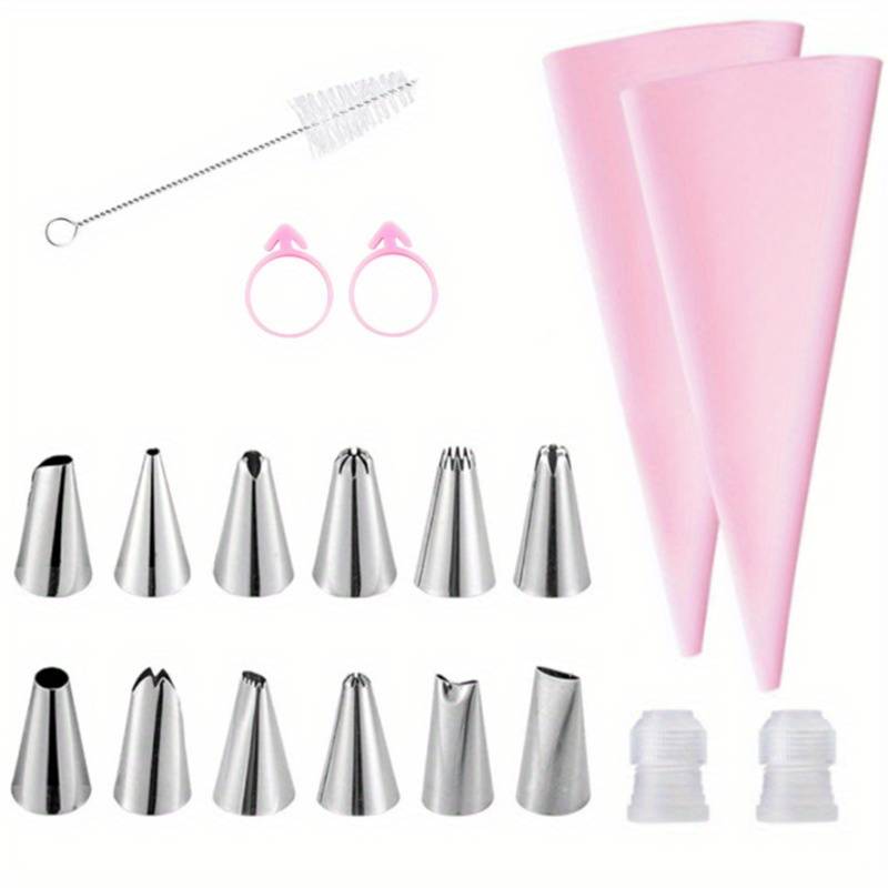 Professional Cake Decorating Head Color Green 14 Piece Piping Nozzle Set