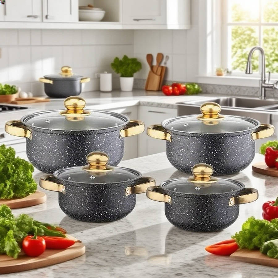 5Pcs Premium Stainless Steel Cookware Set With Lids Kitchen