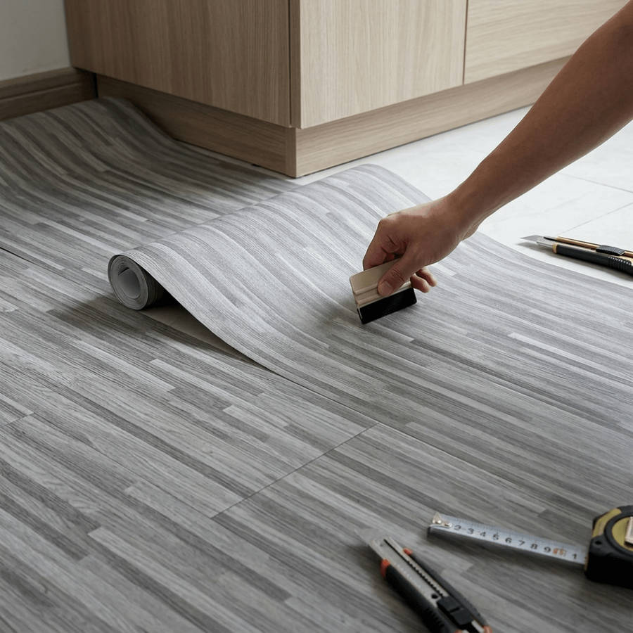 Self Adhesive Floor Stickers Parquet Light Gray 40*700