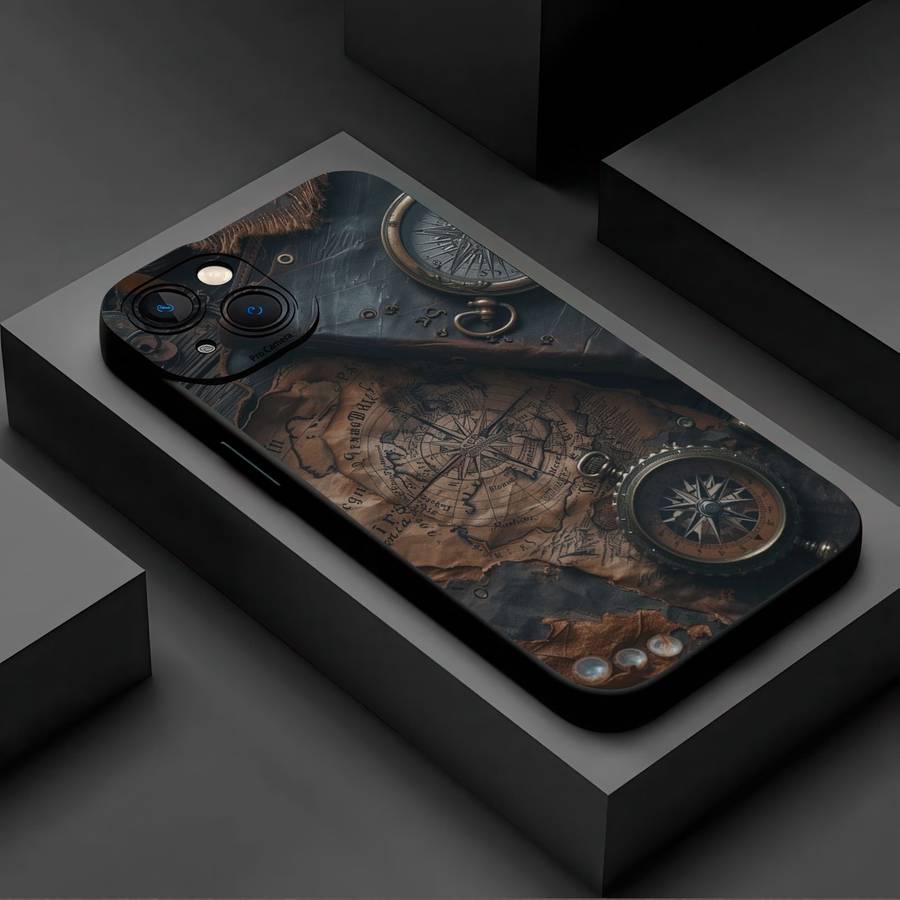 1Pc Black For iPhone 7 Plus 8 Plus Retro Nautical Pattern Phone Case