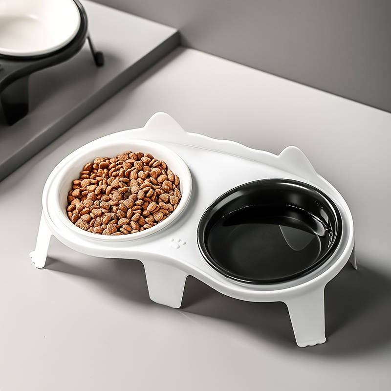 Pet Supplies Color White Stand Add  Black White Bowl