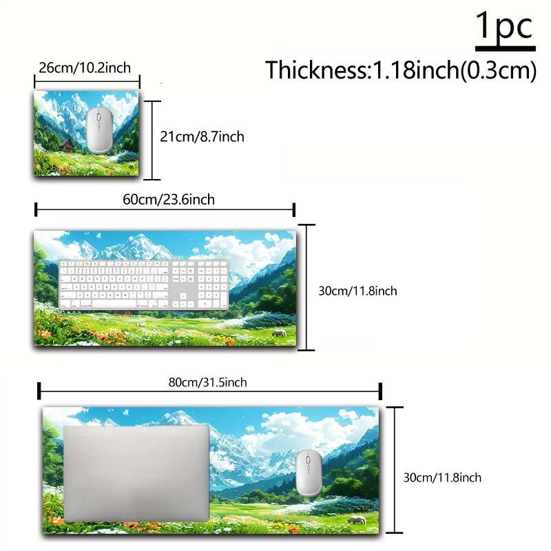 Mouse Pad Size 1Pc Snow Mountain Forest 30X80Cm