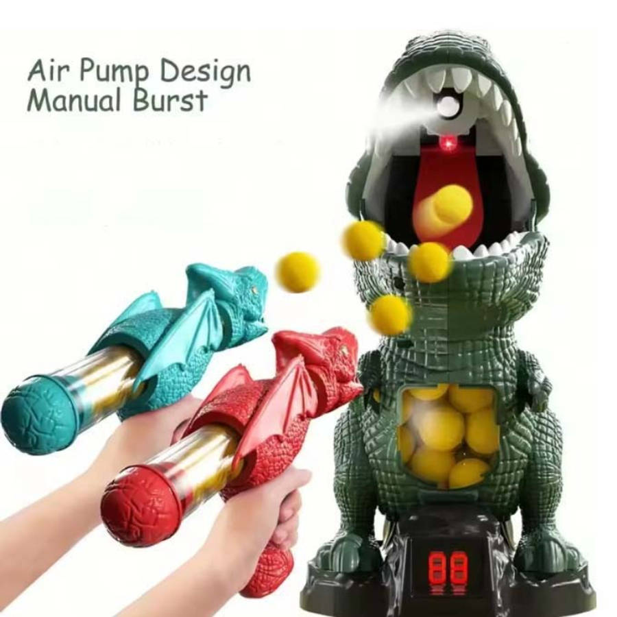 Dinosaur Shooting Toy Goggles Dinosaur Shape Air Pump Launcher Movable Dinosaur