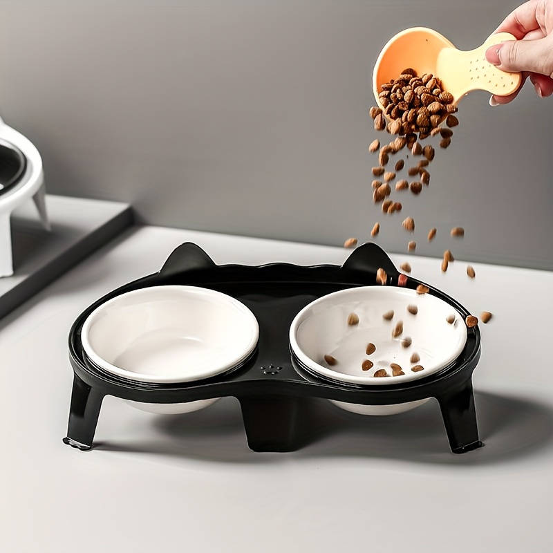 Pet Supplies Color White Stand Add  Black White Bowl