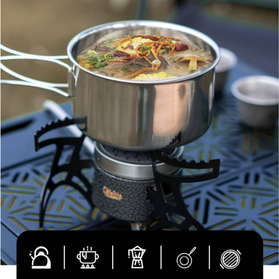 3 Portable Outdoor Gas Stove Windproof Camping Stove Press Power Ignition No