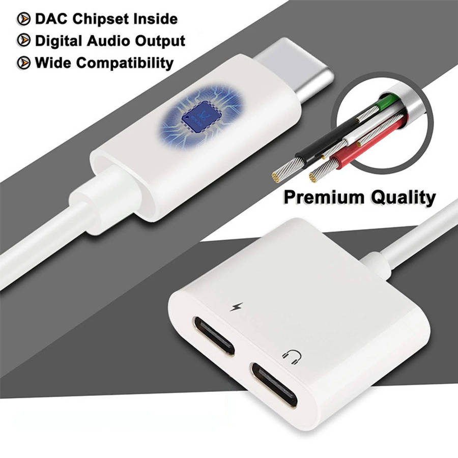 Charging Cable Color White Dual Usb C