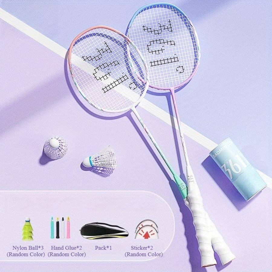 Badminton Racket Color 775 Blue Purple  Pink Green  Free 6Piece Set