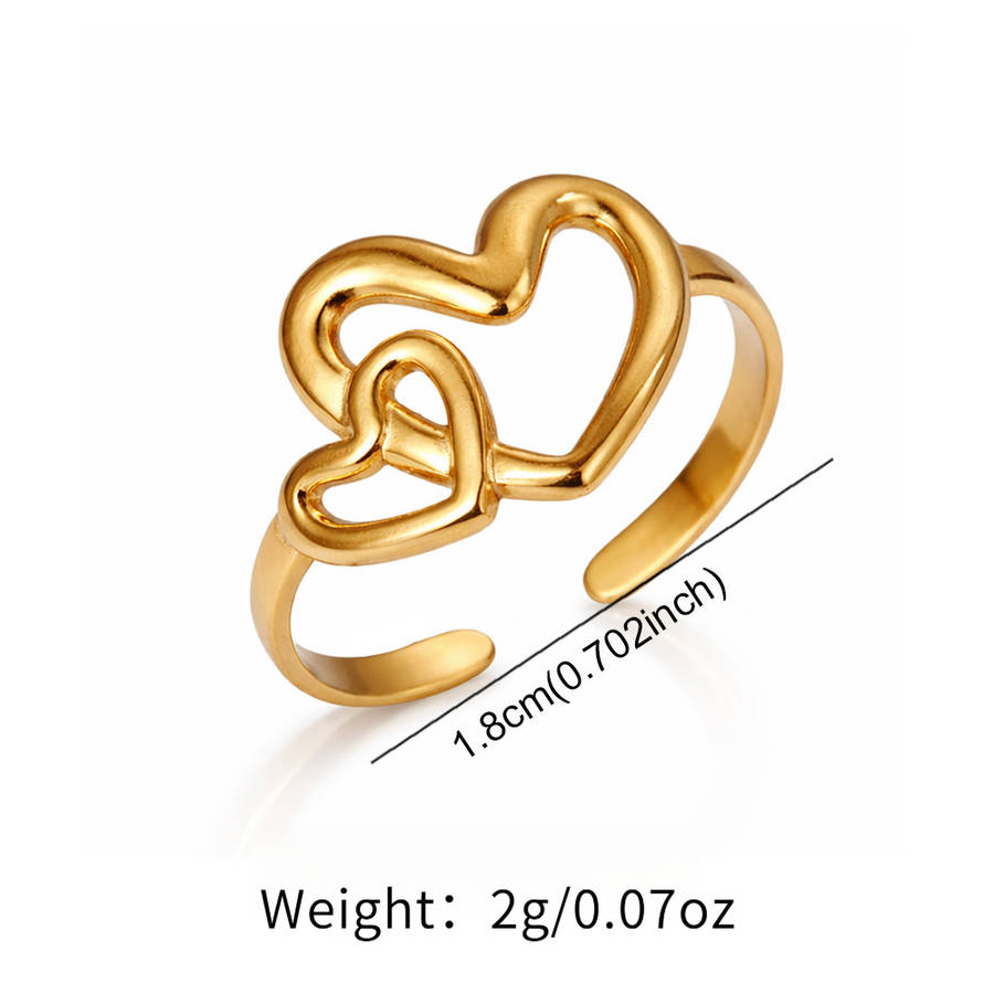 Elegant Heart Comfort Fit Stackable Ring Color Golden