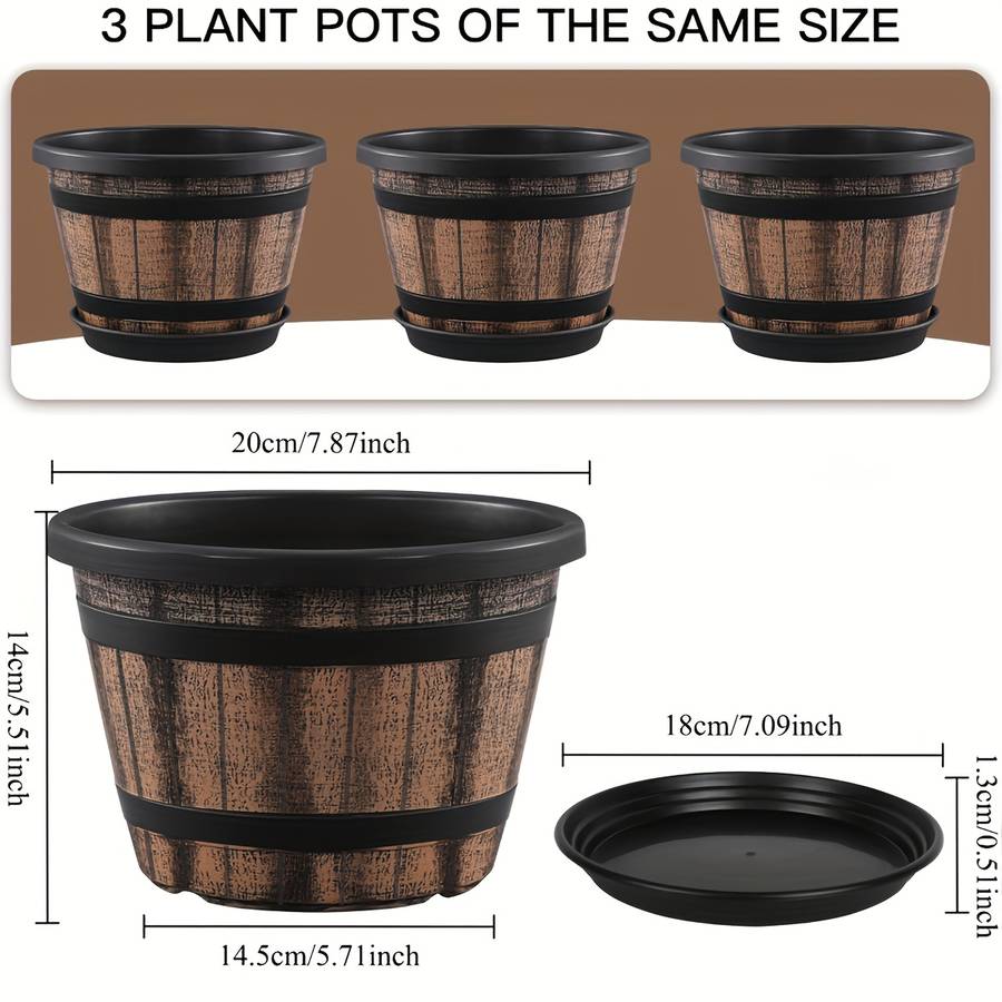 Flowerpot Quantity 3 Pieces  Brown