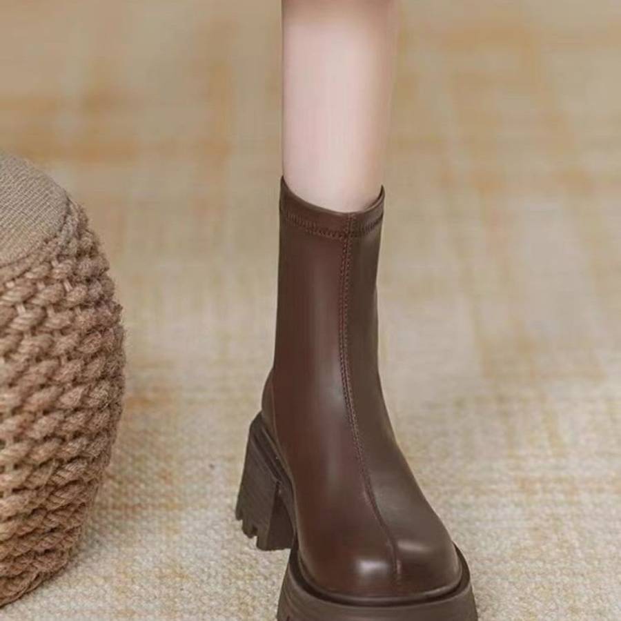 Women S High Heels Color Brown Plush Sizeuk 3.5