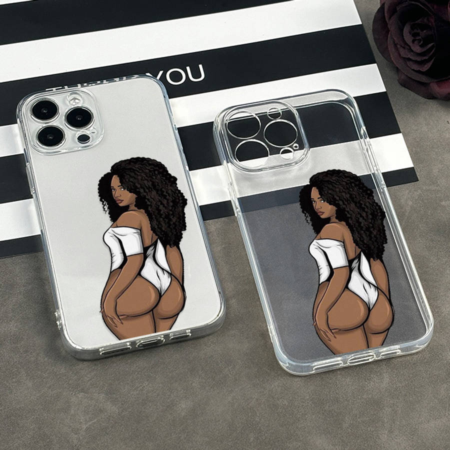 1Pc Transparent For iPhone 14 Plus Sexy Woman Back Phone Case