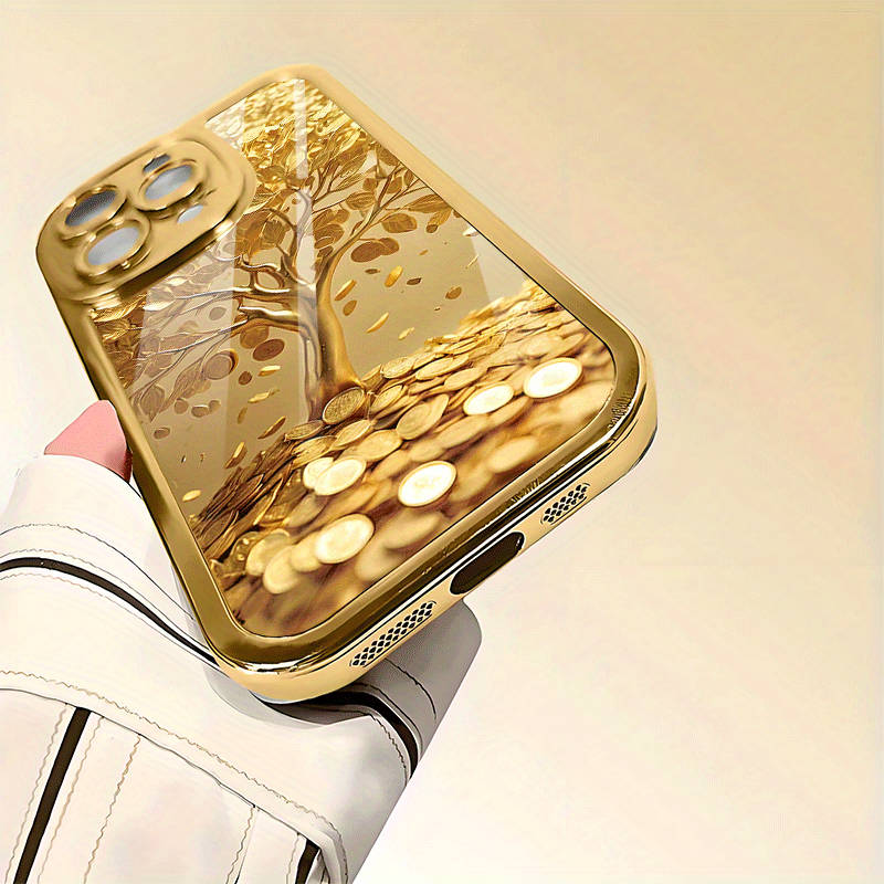 1Pc Golden For iPhone 7 Plus Gold Coin Tree Phone Case