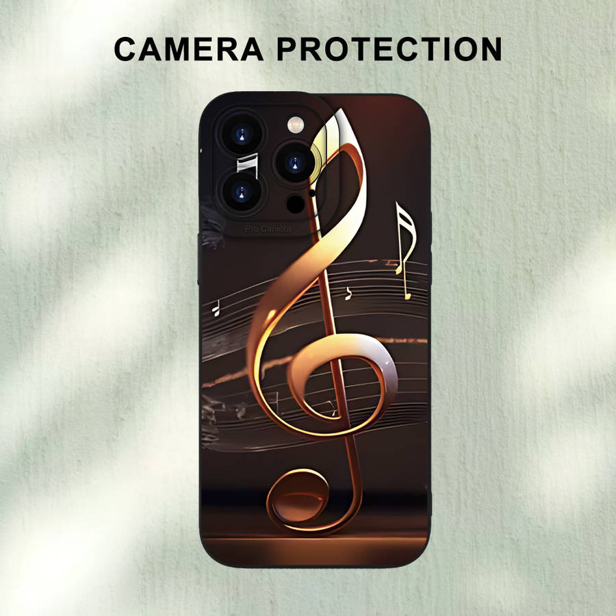 1Pc Black For iPhone 12 Musical Note Pattern Phone Case