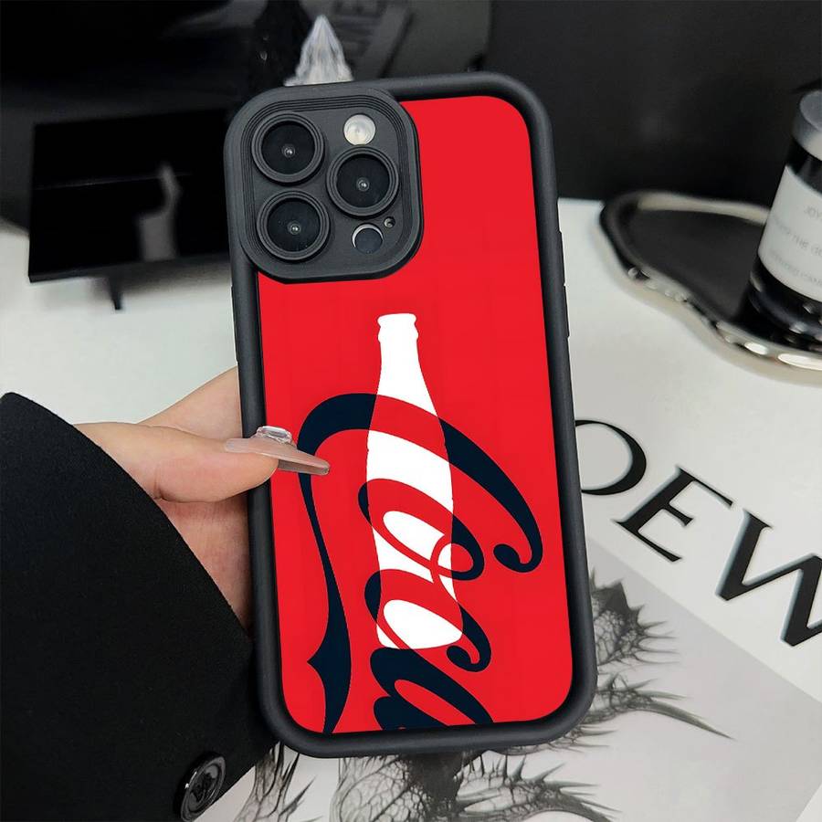 1Pc Black For iPhone 12 Pro Max Red Cola Soda Drink Phone Case