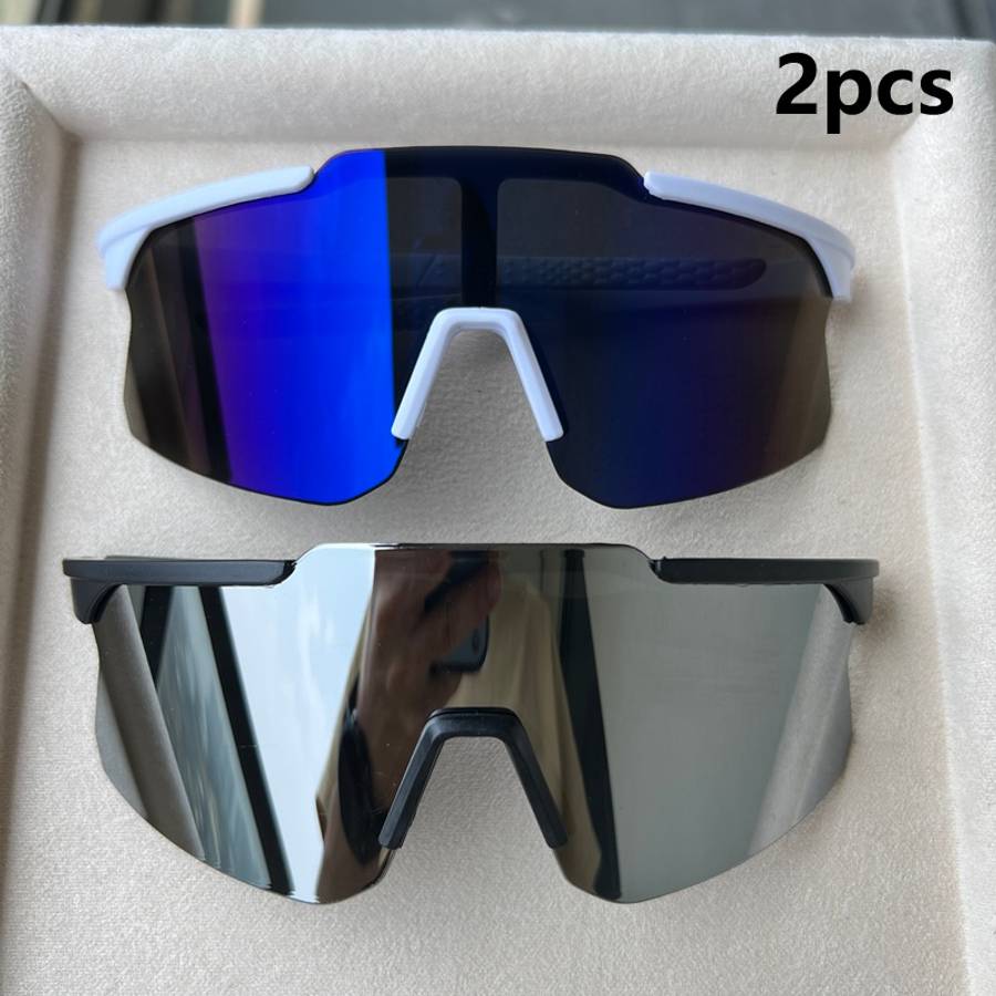 Cycling Glasses Color 2Pcs White Blue Mercury Black Silvery Mercury 2Pairs