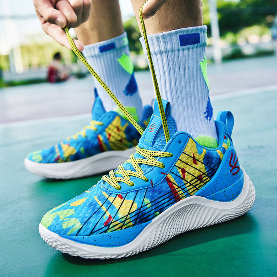 Basketball Shoes Color Purple Green Sizeuk 6
