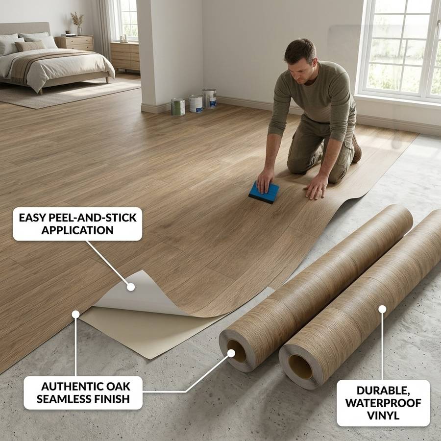 Self Adhesive Floor Stickers Maple Birch 40Cm*100Cm