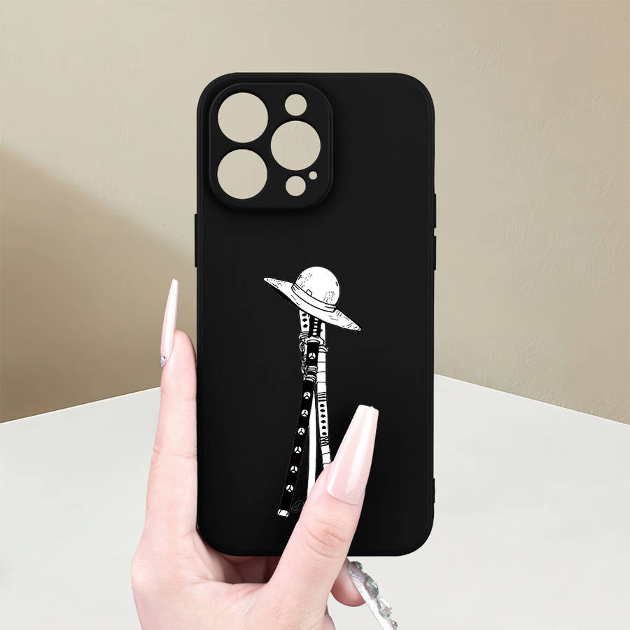 1Pc Black For iPhone 13 Pro Weapons And Straw Hat Phone Case