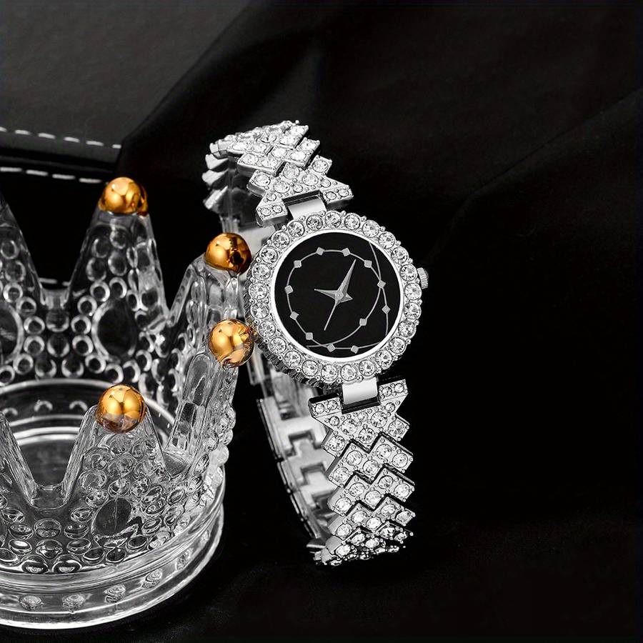 Classic Women Quartz Watch Includes Bracelet Earrings Necklace Ring Watch 6