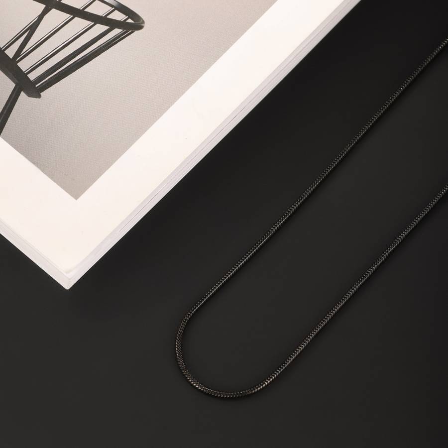 Crystal Stainless Steel Chain Necklace Black