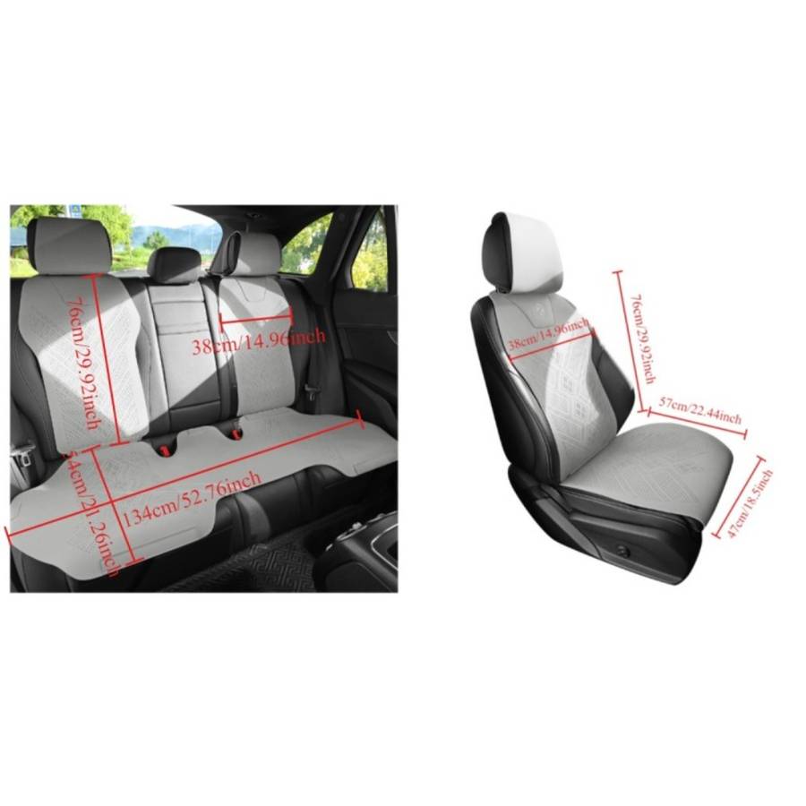 Moonstone Grey Car Seat Cushions For 5 Seats