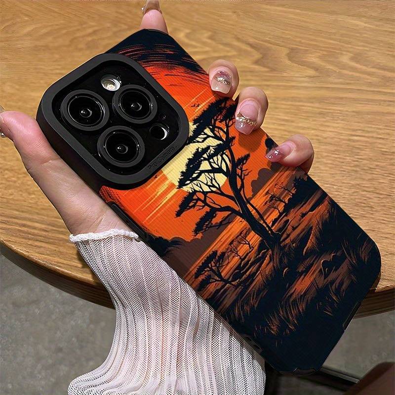 1Pc Mixed Color For iPhone 15 Pro Max African Savannah Sunset Phone Case