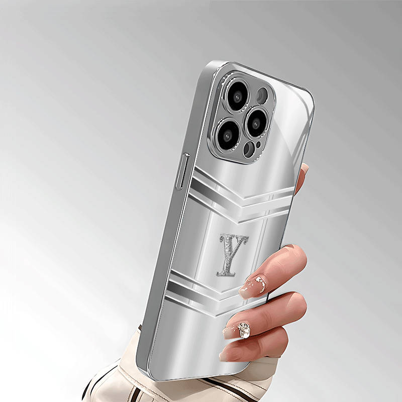 1Pc Silvery For iPhone 16 Plus Business Men Letter Y Phone Case