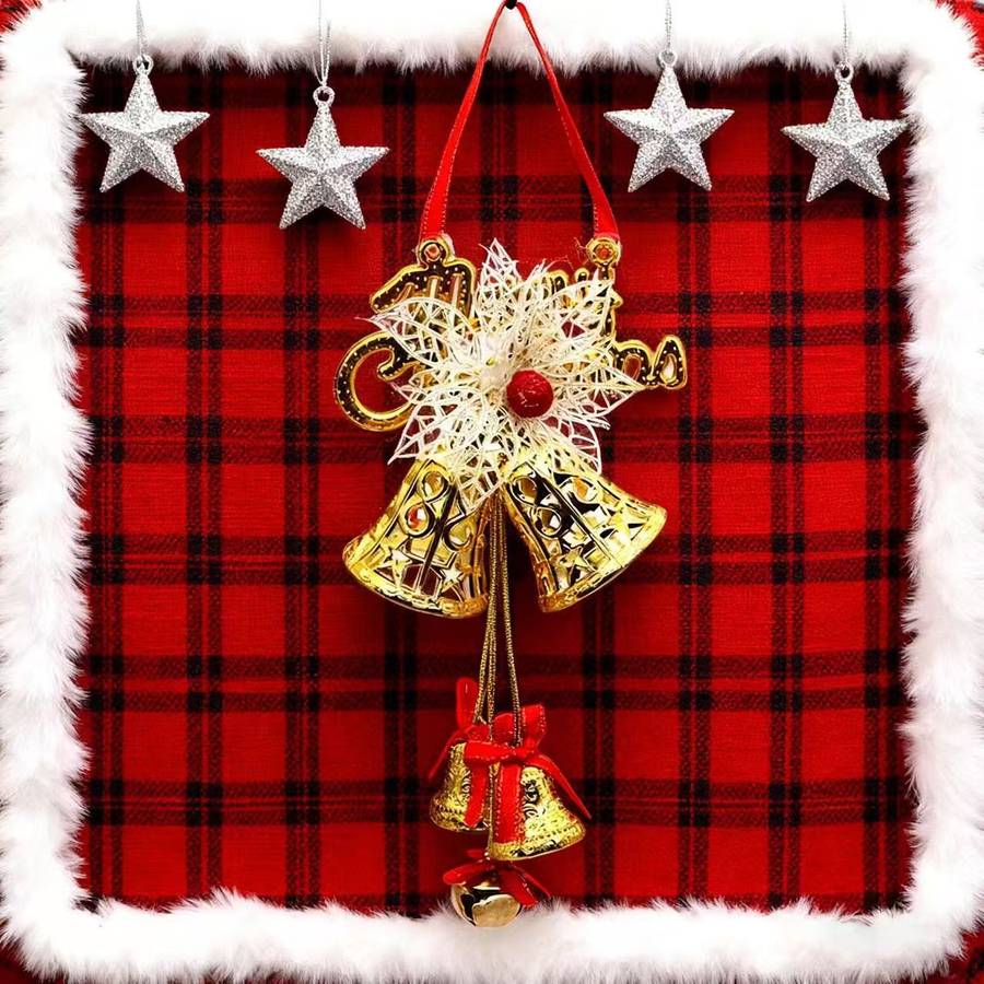 Christmas Decorations Color Silvery Items 1 Piece Of Christmas Three Bells With Bows