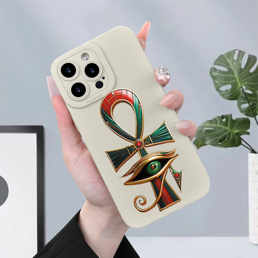 1Pc Ivory White For iPhone XR Egyptian Symbol Phone Case
