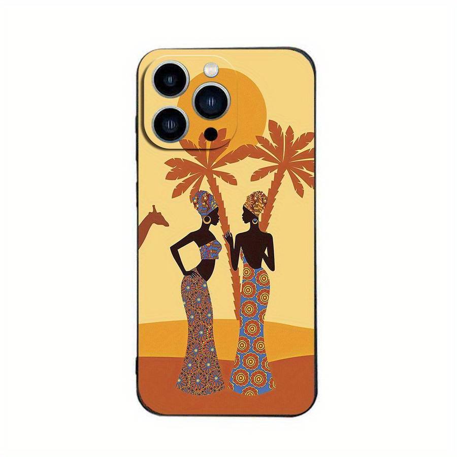 1Pc Black For iPhone 15 Pro African Lady TPU Phone Case